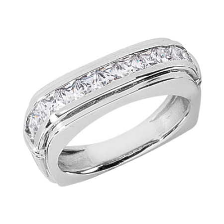 Platinum Diamond Men's Wedding Ring 1.54ct 013226