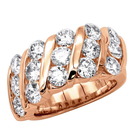Unique 3 Carat Women's Diamond Wedding Band 18K Gold Anniversary Ring in Rose color 000910
