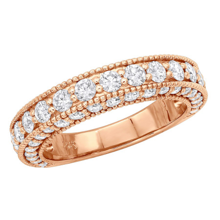 Vintage Style Women's Diamond Wedding Band in 14k Gold 1.5 Carats in Rose color 005798Band