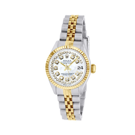 ホワイトダイヤモンド　26-43 Rolex Datejust 26mm Yellow Gold and Stainless Steel Bracelet Blue