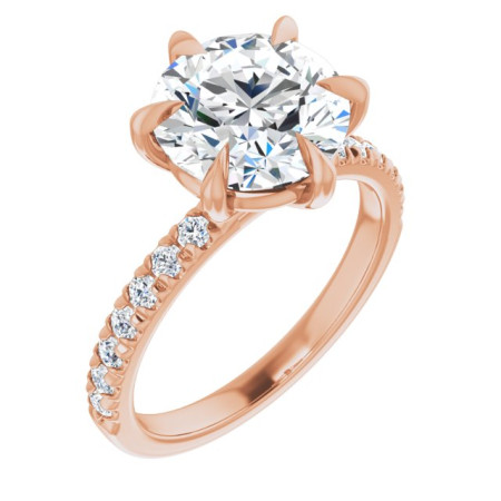 Jasmine Lab Grown Diamond Ring | 3 Carat Round Diamond Solitaire Engagement Ring in Rose color ST138DLR