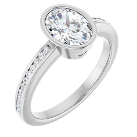 Jocelyn 1 Carat Oval Diamond Bezel-Set Solitaire Engagement Ring ST228DNO