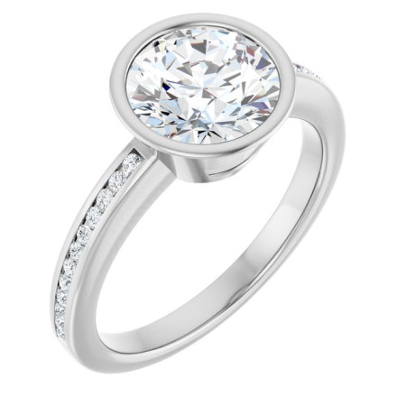Jocelyn Lab Grown Diamond Ring | 2 Carat Round Diamond Bezel-Set Solitaire Engagement Ring ST228DLR