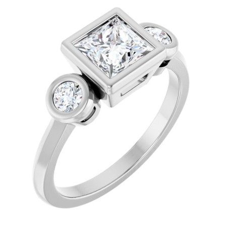 Jordyn 1 Carat Square Diamond Three-Stone Bezel-Set Engagement Ring ST184DNS