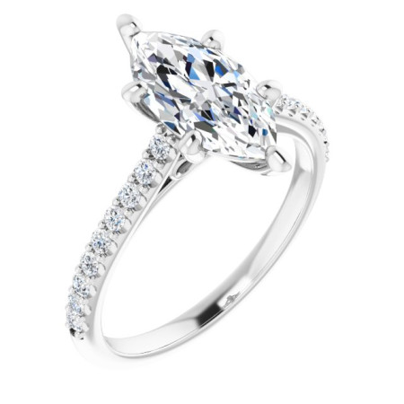 Josephine Lab Grown Diamond Ring | 2 Carat Marquise Diamond Infinity-Inspired Engagement Ring in White color  ST047DLM