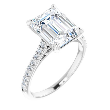 Josephine Lab Grown Diamond Ring | 4 Carat Emerald Diamond Infinity-Inspired Engagement Ring ST047DLE
