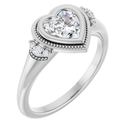 Journee 0.75 Carat Heart Diamond Bezel-Set Accented Engagement Ring ST150DNH