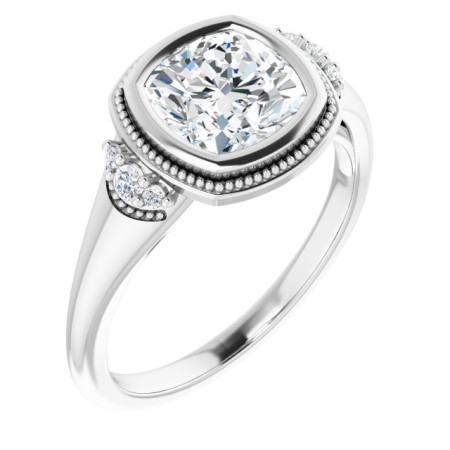 Journee 2 Carat Cushion Diamond Bezel-Set Accented Engagement Ring in White color  ST150DNC