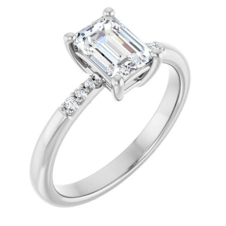 Juliana 1 Carat Emerald Diamond Accented Engagement Ring ST176DNE