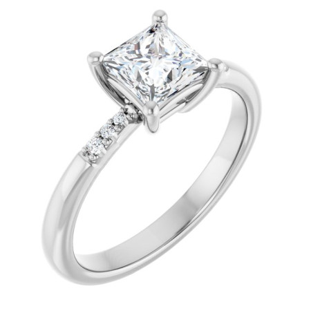 Juliana 1 Carat Square Diamond Accented Engagement Ring ST176DNS
