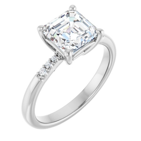 Juliana Lab Grown Diamond Ring | 2 Carat Asscher Diamond Accented Engagement Ring ST176DLA