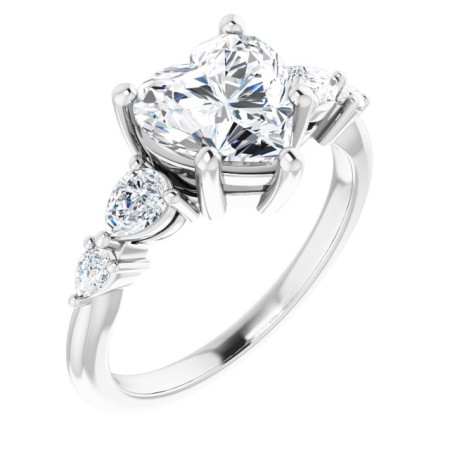 Kali Lab Grown Diamond Ring | 2 Carat Heart Diamond Accented Engagement Ring ST197DLH