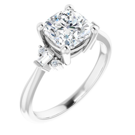 Kamila 2 Carat Cushion Diamond Accented Engagement Ring in White color  ST169DNC