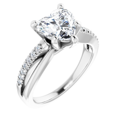 Kaylee Lab Grown Diamond Ring | 2 Carat Heart Diamond Accented Engagement Ring ST125DLH