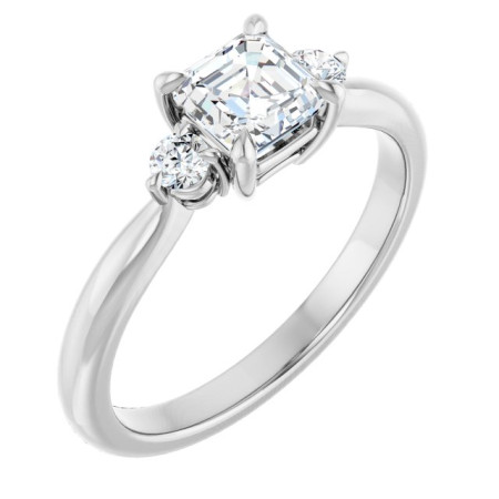 Kehlani 0.75 Carat Asscher Diamond Three-Stone Engagement Ring ST120DNA