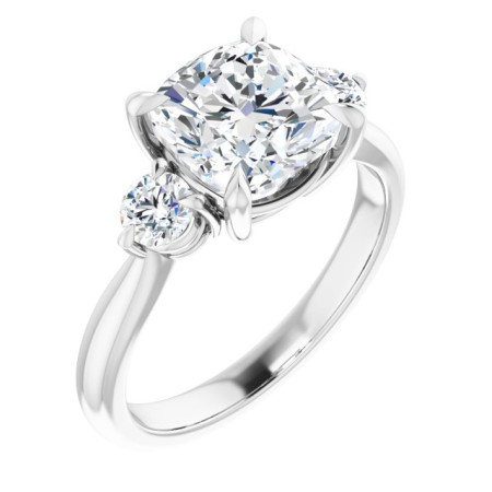 Kehlani Lab Grown Diamond Ring | 3 Carat Cushion Diamond Three-Stone Engagement Ring ST120DLC