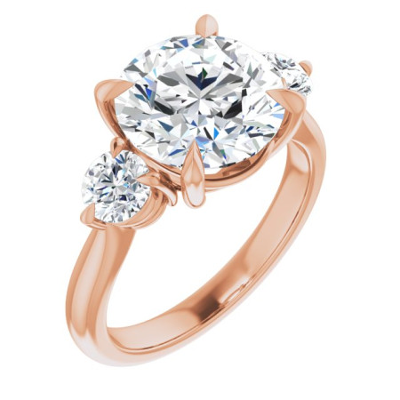 Kehlani Lab Grown Diamond Ring | 4 Carat Round Diamond Three-Stone Engagement Ring in Rose color ST120DLR