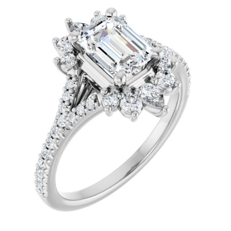 Kiara 1 Carat Emerald Diamond Accented Engagement Ring ST198DNE