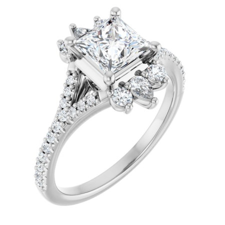 Kiara 1 Carat Square Diamond Accented Engagement Ring ST198DNS