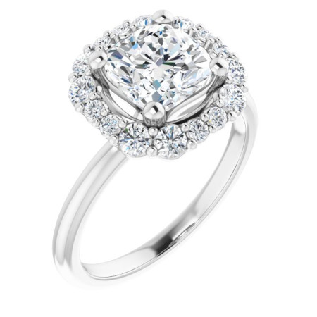 Kimberly Lab Grown Diamond Ring | 2 Carat Cushion Diamond Halo-Style Engagement Ring ST167DLC