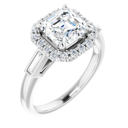 Kinsley Lab Grown Diamond Ring | 2 Carat Asscher Diamond Halo-Style Engagement Ring ST044DLA