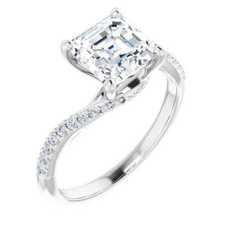 Kylie Lab Grown Diamond Ring | 2 Carat Asscher Diamond Accented Engagement Ring ST152DLA