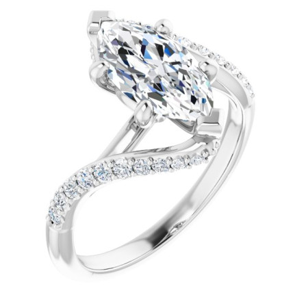 Kylie Lab Grown Diamond Ring | 2 Carat Marquise Diamond Accented Engagement Ring ST152DLM