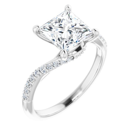 Kylie Lab Grown Diamond Ring | 2 Carat Square Diamond Accented Engagement Ring ST152DLS