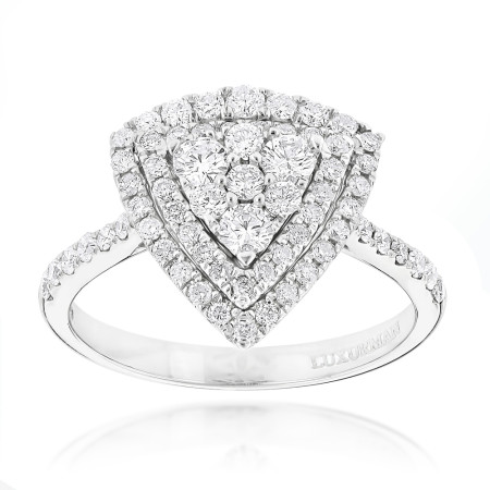 Ladies 14k Gold Halo Trillion Engagement Ring Cluster Round Diamonds 1.2ct 802727