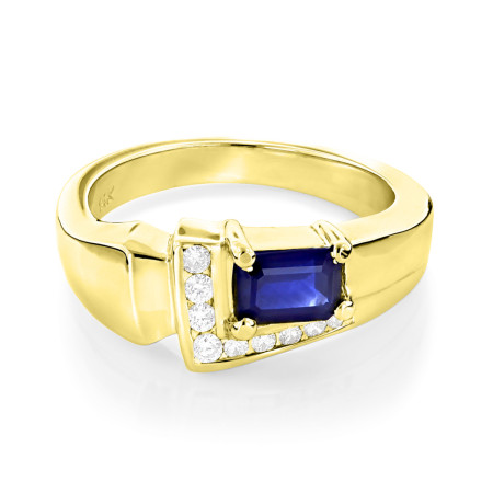 Ladies Diamond and Sapphire Ring 14K 0.13ctd 0.50cts in Yellow color  012104