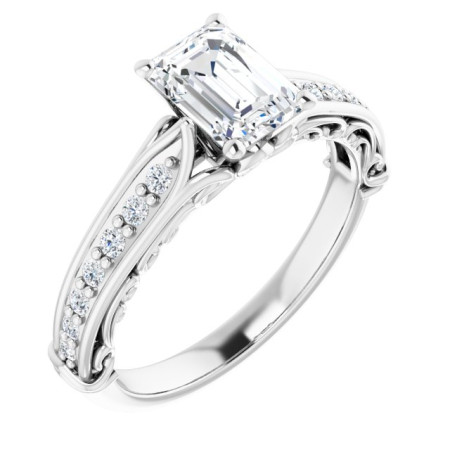Lauren 1 Carat Emerald Diamond Accented Engagement Ring ST234DNE