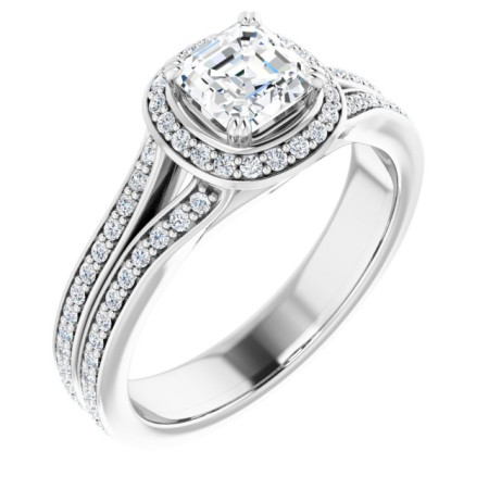 Layla 0.75 Carat Asscher Diamond Halo-Style Engagement Ring ST022DNA