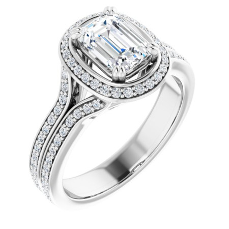 Layla 1 Carat Emerald Diamond Halo-Style Engagement Ring ST022DNE