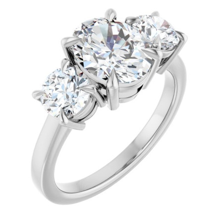 Leila Lab Grown Diamond Ring | 2 Carat Oval Diamond Three-Stone Engagement Ring ST193DLO