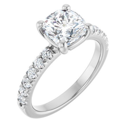 Lia Lab Grown Diamond Ring | 2 Carat Cushion Diamond Accented Engagement Ring ST195DLC