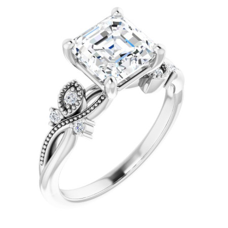 Lilly Lab Grown Diamond Ring | 2 Carat Asscher Diamond Accented Engagement Ring ST182DLA