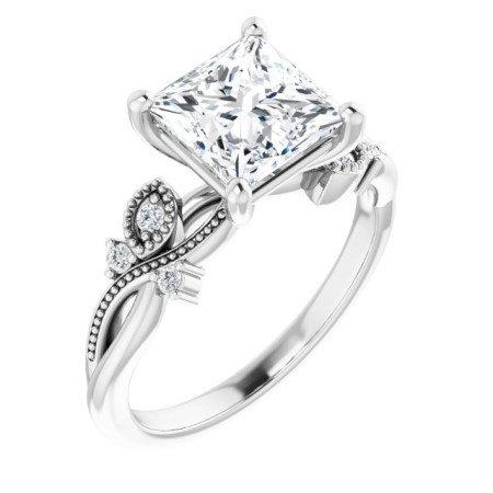 Lilly Lab Grown Diamond Ring | 2 Carat Square Diamond Accented Engagement Ring ST182DLS