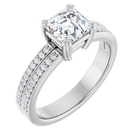 Lily 1 Carat Asscher Diamond Accented Double-Row Engagement Ring ST023DNA