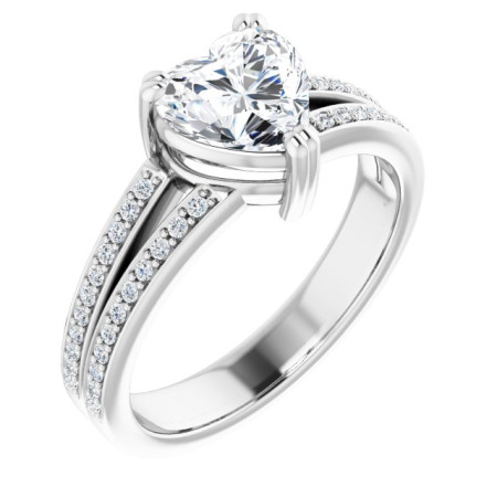 Lily 1 Carat Heart Diamond Accented Double-Row Engagement Ring ST023DNH