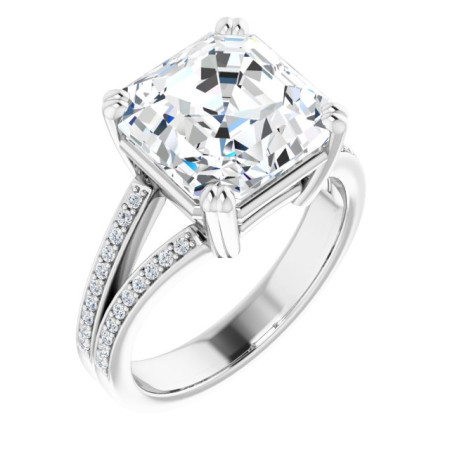 Lily Lab Grown Diamond Ring | 5 Carat Asscher Diamond Accented Engagement Ring ST023DLA