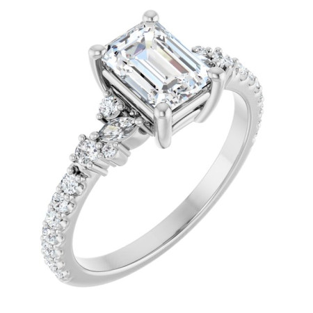Lola 1 Carat Emerald Diamond Accented Engagement Ring ST202DNE