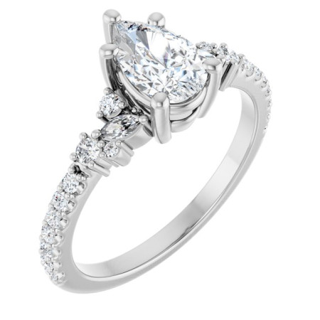 Lola 1 Carat Pear Diamond Accented Engagement Ring ST202DNP