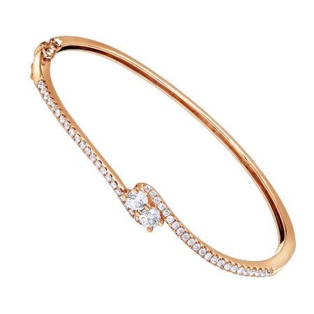 Love and Friendship Women's Diamond Bangle Bracelet 14k Gold 1.1ct Luxurman in Rose color 