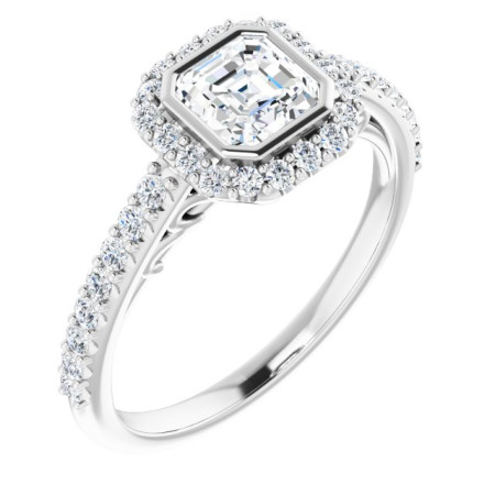 Lucia 0.75 Carat Asscher Diamond Bezel-Set Halo-Style Engagement Ring ST101DNA