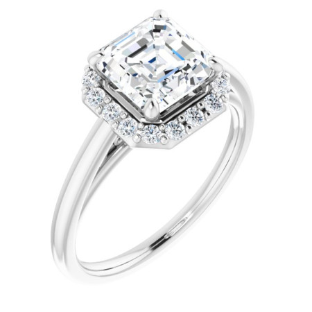 Lucy Lab Grown Diamond Ring | 2 Carat Asscher Diamond Halo-Style Engagement Ring ST038DLA