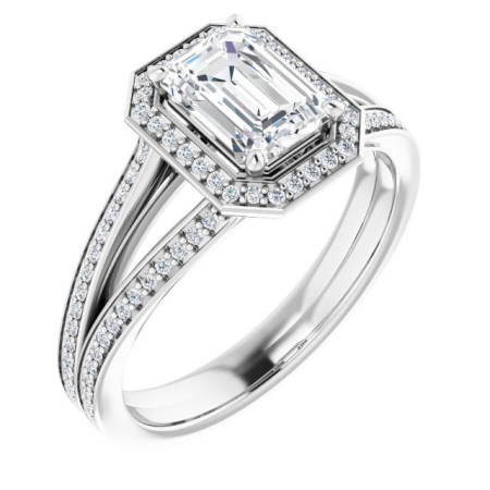 Luna 1 Carat Emerald Diamond Halo-Style Engagement Ring ST074DNE