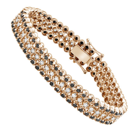 Luxurman White and Black Diamond Tennis Bracelet For Men in 10k Gold 8.5ct in Rose color 