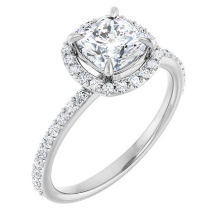 Lyla 1 Carat Cushion Diamond Halo-Style Engagement Ring in White color  ST084DNC