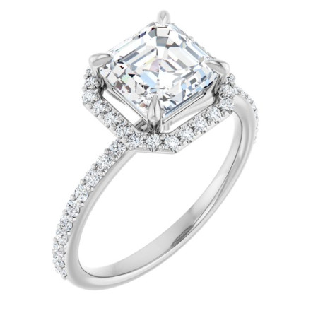 Lyla Lab Grown Diamond Ring | 2 Carat Asscher Diamond Halo-Style Engagement Ring ST084DLA