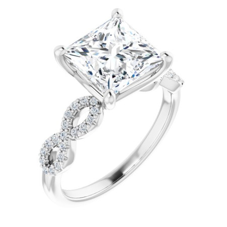 Madeline Lab Grown Diamond Ring | 3 Carat Square Diamond Infinity-Inspired Engagement Ring in White color  ST156DLS